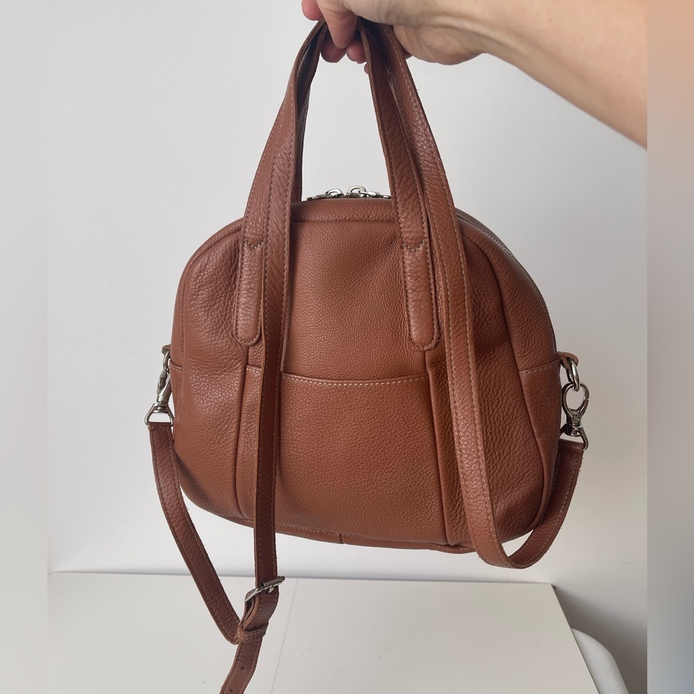 Brown Pebbled Leather Crossbody Rounded Bag SAS